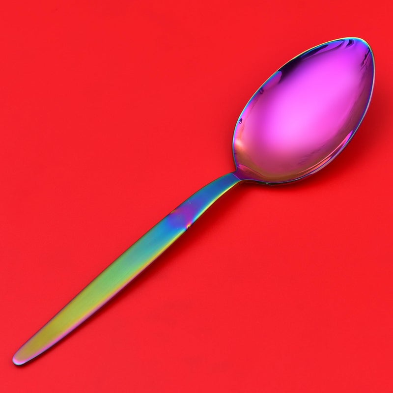 BNAZIND Kunz Spoons Cooking Spoons 18/10 Stainless Steel Titanium Shiny Rainbow Basting Spoon - 9 Inches Plating Spoons - Daily Chef Spoons - quenelle spoon - Serving Spoon - Image 3